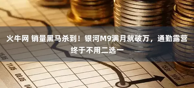 火牛网 销量黑马杀到！银河M9满月就破万，通勤露营终于不用二选一