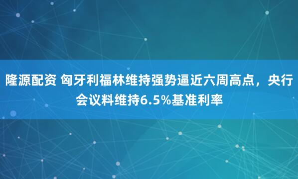 隆源配资 匈牙利福林维持强势逼近六周高点，央行会议料维持6.5%基准利率